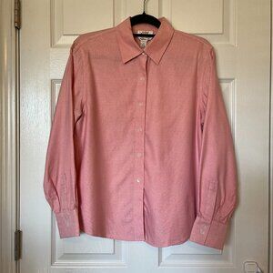 Talbots Shirt Womens Sz 14 Pink Wrinkle Resistant Stretch Button Up 100% Cotton